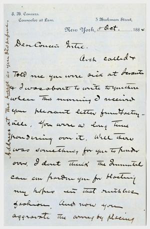 [Letter from E. B. Convers to Gertrude Osterhout, October 8, 1884]