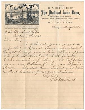[Letter from E. A. Osterhout to John Patterson Osterhout, August 22, 1890]