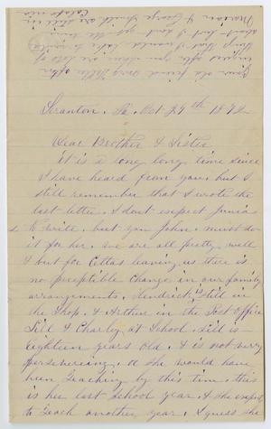 [Letter from J. R. Hartley to John Patterson and Junia Roberts Osterhout, October 29, 1892]