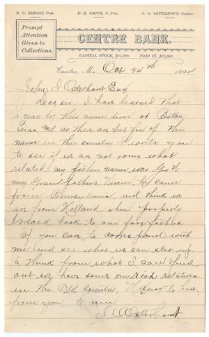 [Letter from Silas O. Osterhout to John Patterson Osterhout, October 24, 1894]