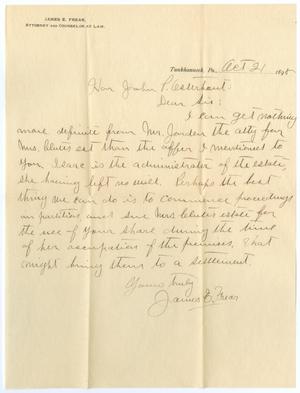 Primary view of object titled '[Letter from James E. Frear to John Patterson Osterhout, October 21, 1898]'.