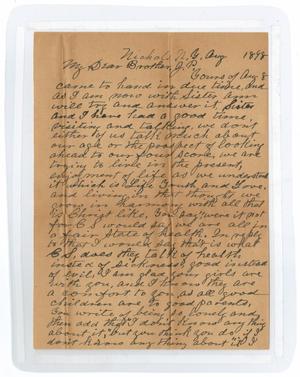 Primary view of object titled '[Letter from Sarah Osterhout to John Patterson Osterhout, August, 1898]'.