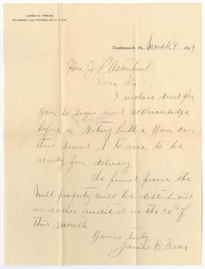 Primary view of object titled '[Letter from James E. Frear to John Patterson Osterhout, March 7, 1899]'.