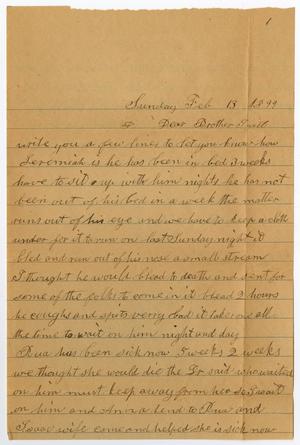[Letter from Sarah Osterhout to John Patterson Osterhout, February 13, 1899]