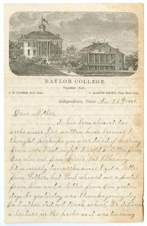 [Letter from Gertrude Osterhout to Junia Roberts Osterhout, November 26, 1880]
