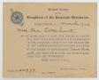 Primary view of [Acceptance Card for the National Society of the Daughters of the American Revolution for Ora Osterhout]