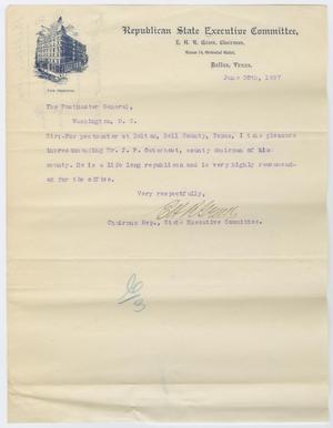 Primary view of object titled '[Letter from E. H. R. Green to Postmaster General, June 30, 1897]'.