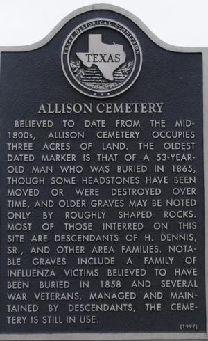 [Texas Historical Commission Marker: Allison Cemetery]