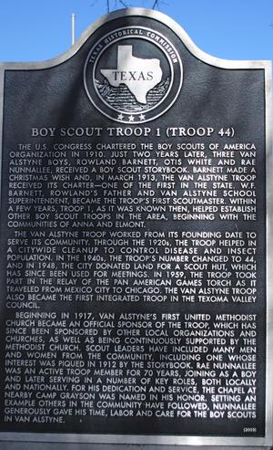 [Texas Historical Commission Marker: Boy Scout Troop 1 (Troup 44)]