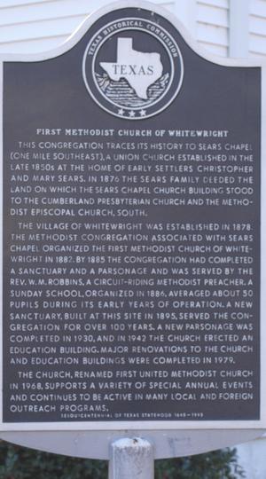 [Texas Historical Commission Marker: First Methodist Church of Whitewright]
