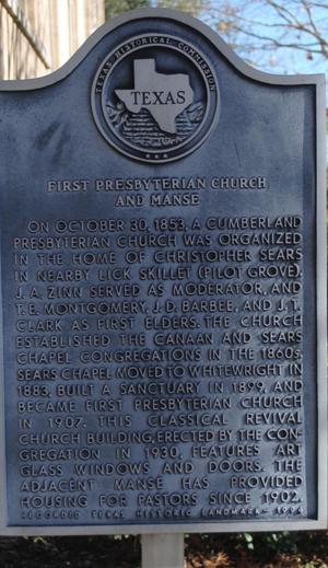 [Texas Historical Commission Marker: First Presbyterian Church and Manse]