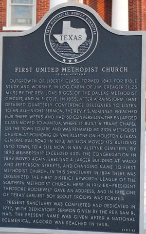 [Texas Historical Commission Marker: First United Methodist Church of Van Alstyne]