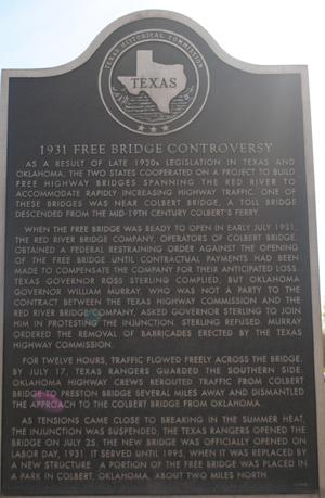 [Texas Historical Commission Marker: 1931 Free Bridge Controversy]