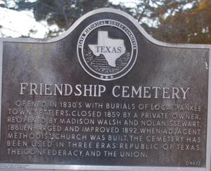 [State Historical Survey Committee Marker: Friendship Cemetery]