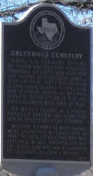 [Texas Historical Commission Marker: Greenwood Cemetery]