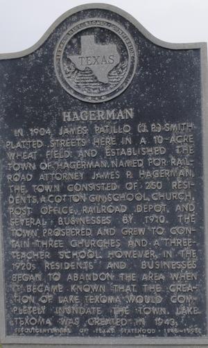 [Texas Historical Commission Marker: Hagerman]