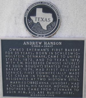 [State Historical Survey Committee Marker: Andrew Hanson]