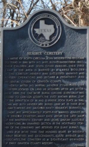 [Texas Historical Commission Marker: Hendrix Cemetery]
