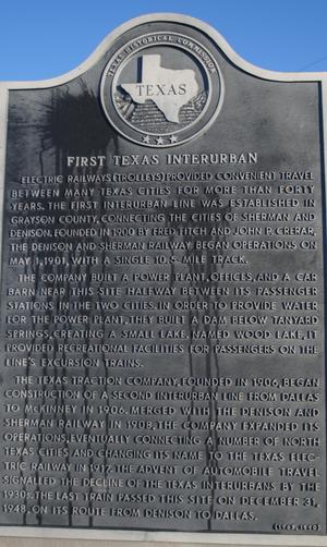 [Texas Historical Commission Marker: First Texas Interurban]