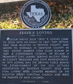 [Texas Historical Commission Marker: Jesse P. Loving]