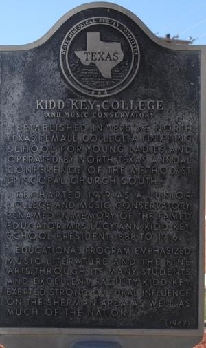 [Texas Historical Commission Marker: Kidd-Key College and Music Conservatory]