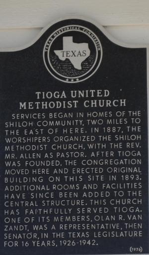 [Texas Historical Commission Marker: Tioga United Methodist Church]