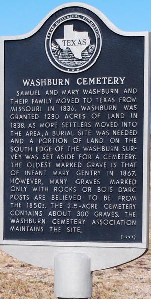 [Texas Historical Commission Marker: Washburn Cemetery]