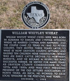 Primary view of object titled '[Texas Historical Commission Marker: William Whitley Wheat]'.