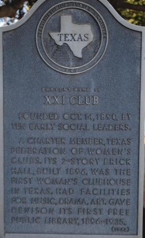 [State Historical Survey Committee Marker: XXI Club]