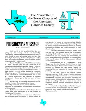The Newsletter of the Texas Chapter of the American Fisheries Society, Volume 25, Number 1, Spring 1999