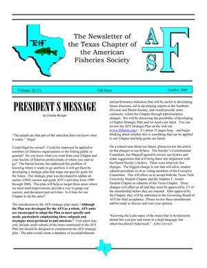 The Newsletter of the Texas Chapter of the American Fisheries Society, Volume 26, Number 3, Fall 2000