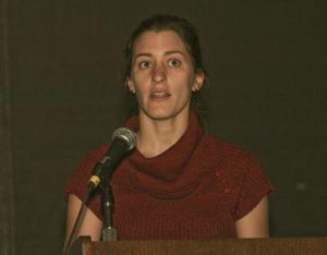 Primary view of object titled '[Katherine Roach Speaking at TCAFS Annual Meeting]'.