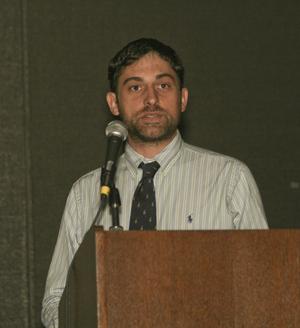 Primary view of object titled '[Mario Sullivan Speaking at TCAFS Annual Meeting]'.