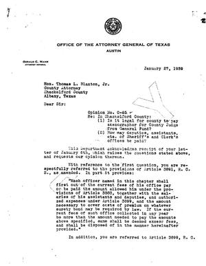 Primary view of object titled 'Texas Attorney General Opinion: O-65'.