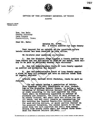 Primary view of object titled 'Texas Attorney General Opinion: O-795'.