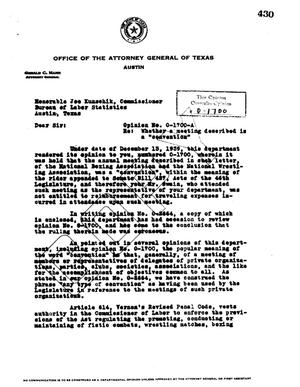 Primary view of object titled 'Texas Attorney General Opinion: O-1700A'.