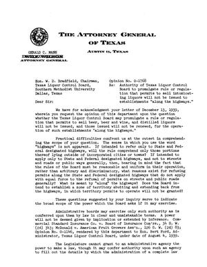 Texas Attorney General Opinion: O-1768
