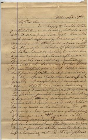 Primary view of object titled 'Letter to Cromwell Anson Jones, 8 April [1869]'.