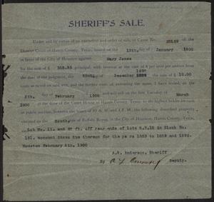 Announcement of property sale, 1900