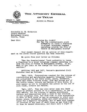 Primary view of object titled 'Texas Attorney General Opinion: O-2517'.