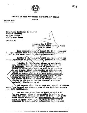 Texas Attorney General Opinion: O-2677