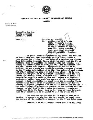 Primary view of object titled 'Texas Attorney General Opinion: O-2783'.