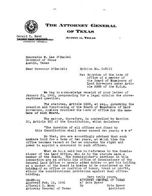 Texas Attorney General Opinion: O-3111