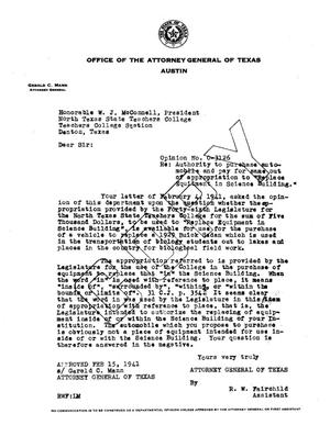 Texas Attorney General Opinion: O-3126