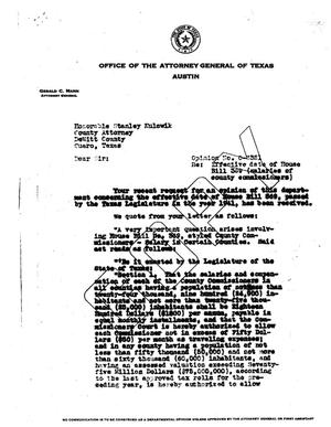 Primary view of object titled 'Texas Attorney General Opinion: O-3321'.