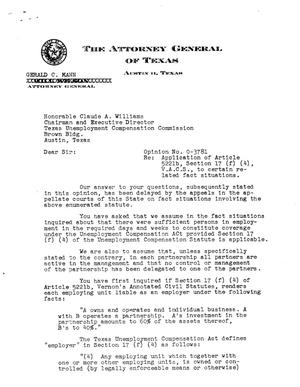 Primary view of object titled 'Texas Attorney General Opinion: O-3781'.