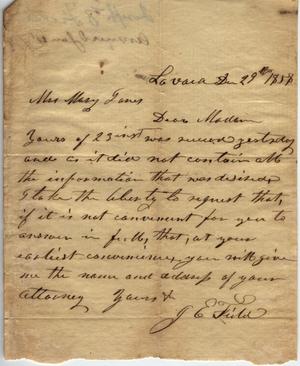 Primary view of object titled 'Letter to Mary Jones, 29 December 1858'.