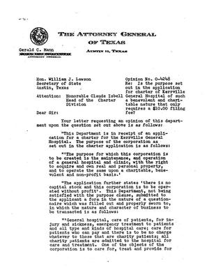 Primary view of object titled 'Texas Attorney General Opinion: O-4248'.