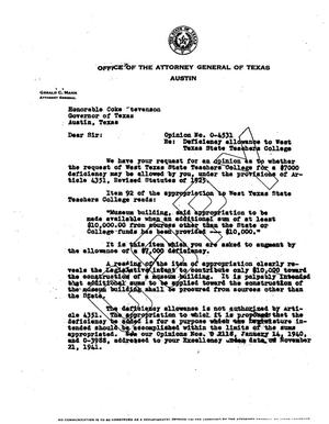 Primary view of object titled 'Texas Attorney General Opinion: O-4531'.