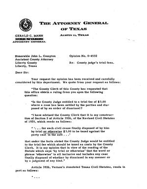Texas Attorney General Opinion: O-4532